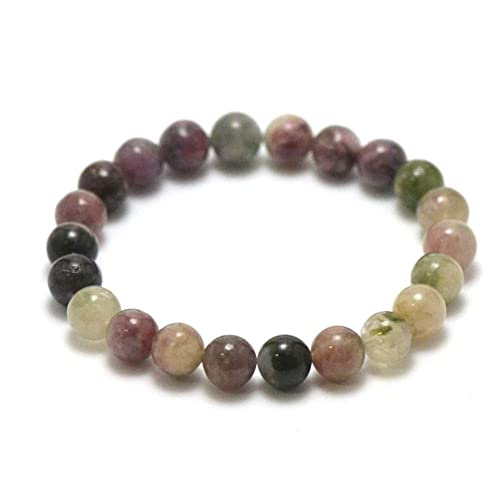 ZCCZJS Charm Schmuck Edelsteinarmband, Perlenarmbänder natürliche Turmalin Melonsteinperlen Bänker Elastic Crystal Armband Reiki Kristallschmuck für Männer Frauen von ZCCZJS