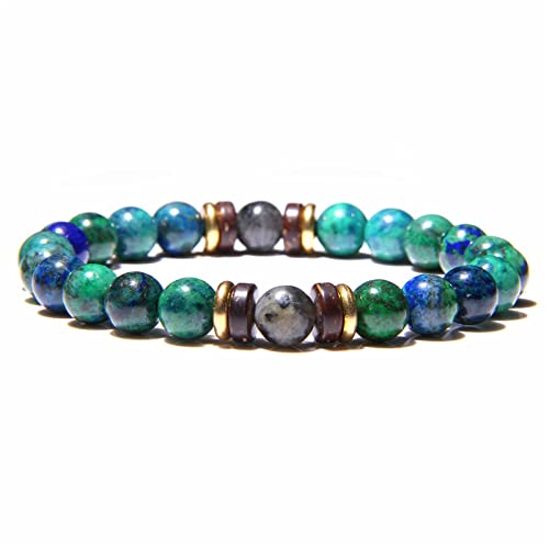 ZCCZJS Charm Schmuck Edelsteinarmband, Vintage Perlen -Armbänder natürlicher Phoenix Lapis -Perlen Bänker Elastisches Kristallarmband Reiki Kristallschmuck für Männer Frauen (Größe: 6mm) von ZCCZJS