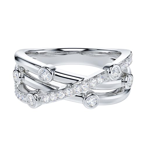 ZCCZJS Echtes Moissanit oder simuliertes Diamant 7,5 mm breit Unisex Criss Cross kleine Blasen Mode Cocktail Ring Ehering ZCCZJS Echtes Moissanit oder simuliertes Diamant 7,5 mm breit Unisex Criss Cross kleine Blasen Mode Cocktail Ring Ehering von ZCCZJS