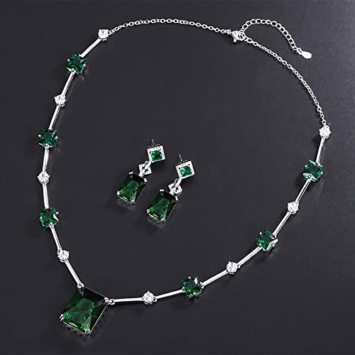 ZCCZJS Emerald Gemstone Anhänger Drop Ohrringe für Frauen Hochzeit Schmucksets ZCCZJS Emerald Gemstone Anhänger Drop Ohrringe für Frauen Hochzeit Schmucksets von ZCCZJS