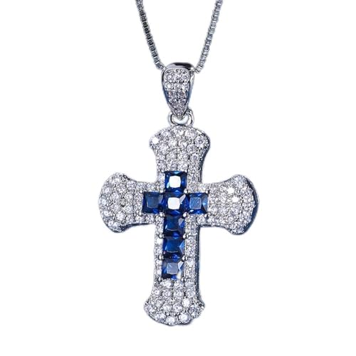 ZCCZJS Emerald Ruby Sapphire Cross Anhänger Halsketten für Frauen Edelstein Schmuck Lady Geschenk in China gemacht von ZCCZJS