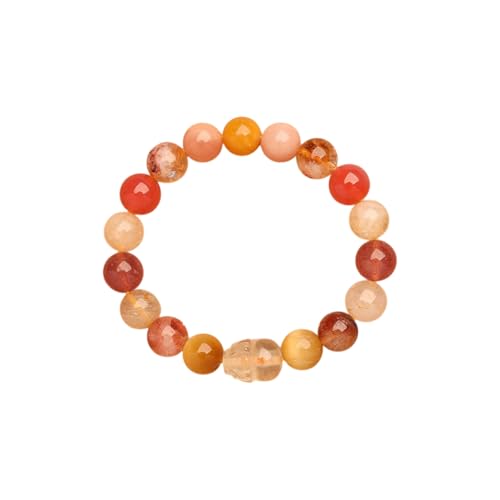 ZCCZJS Feng Shui Crystal Perlen Stretch Armbänder, natürliche Erdbeerkristall -Pi Xiu -Armbänder für Wohlstand Glück, runde Edelsteine ​​Armband Meditation lindern Stressgeschenke für Männer Frauen von ZCCZJS