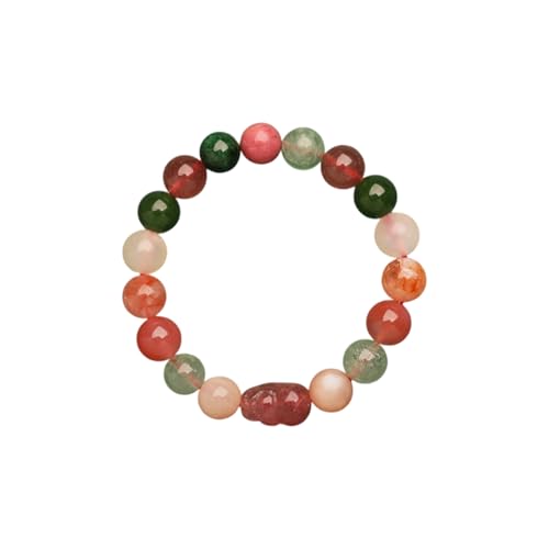 ZCCZJS Feng Shui Crystal Perlen Stretch Armbänder, natürliche Erdbeerkristall -Pi Xiu -Armbänder für Wohlstand Glück, runde Edelsteine ​​Armband Meditation lindern Stressgeschenke für Männer Frauen von ZCCZJS