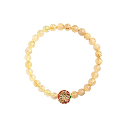 ZCCZJS Feng Shui Fünf Vermögensgötter Perlen Stretchbänder, Citrin und goldene, verärgerte Quarzergie -Energiekristallarmbänder für Wohlstand Glück Glück, Natursteine ​​Armband für Frauen Meditation von ZCCZJS