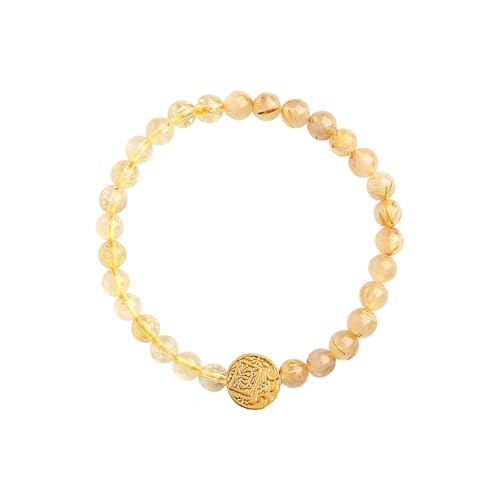 ZCCZJS Feng Shui Fünf Vermögensgötter Perlen Stretchbänder, Citrin und goldene, verärgerte Quarzergie -Energiekristallarmbänder für Wohlstand Glück Glück, Natursteine ​​Armband für Frauen Meditation von ZCCZJS