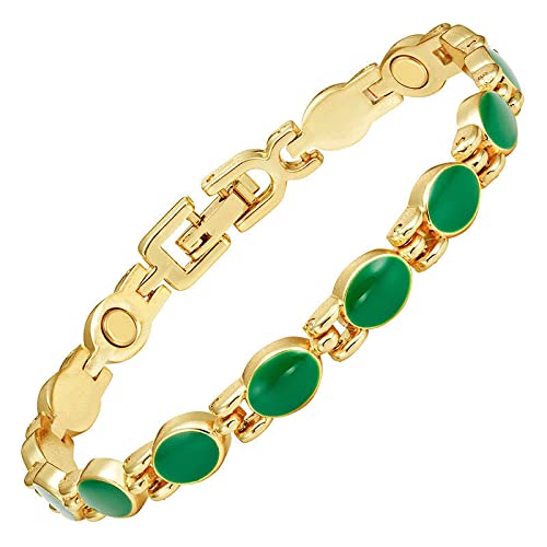 ZCCZJS Frauen Gold Armband Magnetische 14pcs Grüne Katzenaugensteine ​​Bangel Damen Oval Schmuck Geschenk Armband Charme von ZCCZJS