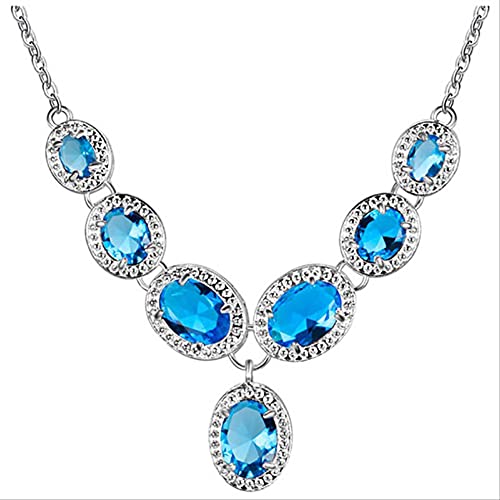 ZCCZJS Gemstones Halskette für Frauen 5 Farben Auswahl 925 Schmuck Bankett Lady Aquamarine Ruby Made in China von ZCCZJS