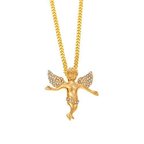 ZCCZJS Golg Halskette für Männer Hip Hop Anhänger Schmuck Micro Engel Stück Halskette Cherub Anhänger Goldkette Halskette für Unisex ZCCZJS Golg Halskette für Männer Hip Hop Anhänger Schmuck Micro Engel Stück Halskette Cherub Anhänger Goldkette Halskette für Unisex von ZCCZJS