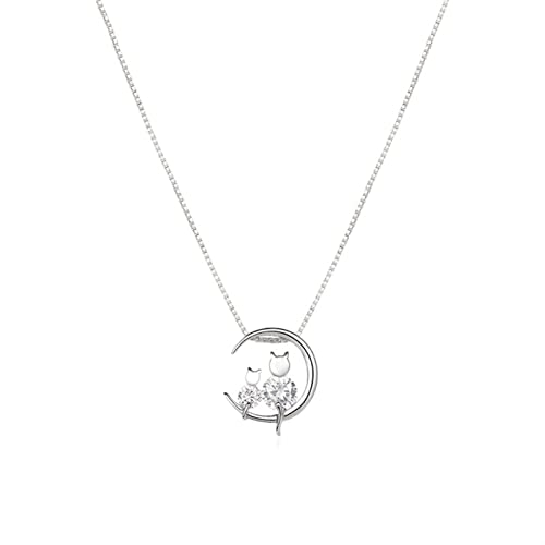 ZCCZJS Halskette 925 Silber Frauen Halskette süße Katzenanhänger Halskette Juwely Geschenk für Freundin, Bestie Ladies Halskette von ZCCZJS