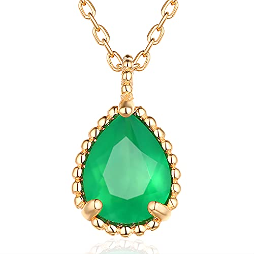 ZCCZJS Halskette für Frauen Wassertropfen 100% natürliches Granat Achat Citrine Hochzeit feiner Schmuck von ZCCZJS