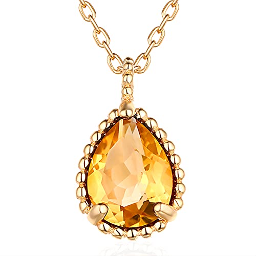 ZCCZJS Halskette für Frauen Wassertropfen 100% natürliches Granat Achat Citrine Hochzeit feiner Schmuck von ZCCZJS