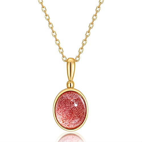 ZCCZJS Halskette für Wonmen Erdbeerkristall Malachit Halskette echtes Engagement Hochzeit Schmuck von ZCCZJS