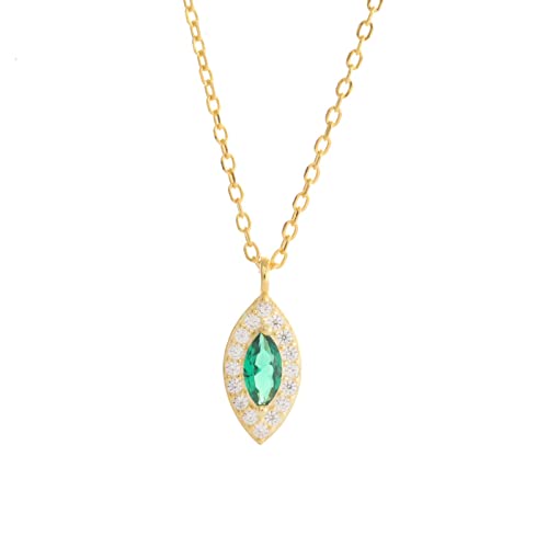 ZCCZJS Halsketten, 925 Einfache Pavé Crystal Green Eyecle Cnecklace Women Classic Wjewelry Geschenk/ von ZCCZJS