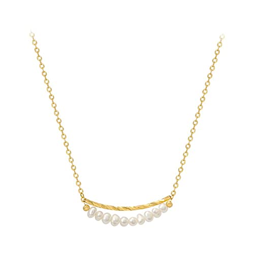 ZCCZJS Halsketten, 925 Französisch Einfache Süßwasserperlkeln Cnecklace Women Classic Model's Day Juwely Geschenk/ von ZCCZJS