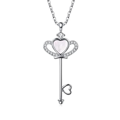 ZCCZJS Halsketten, 925 Herzschalen -Kronenschlüssel Cnecklace für Frauen Kleid Schmuckzubehör Geschenk/ von ZCCZJS