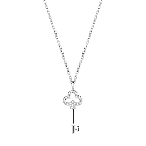 ZCCZJS Halsketten, 925 Pavé Crystal Vintage Key 14K Plattierkette Frauen Licht Temperament Kleid Schmuck Geschenk von ZCCZJS