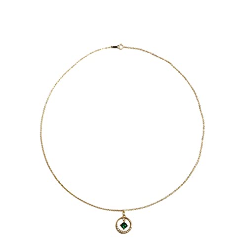 ZCCZJS Halsketten, 925 Synthese Emerald Kristall Geometrisch Circlecle Cnecklace Frauen 14K Plattierung Einfacher Partyschmuck Geschenk von ZCCZJS