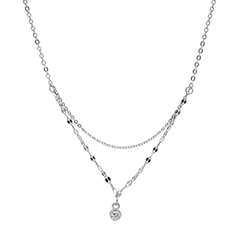 ZCCZJS Halsketten, S925 Mode Crystal Doppelschichtwelle Cnecklace für Frauen Elegantcle Geschenk/ von ZCCZJS