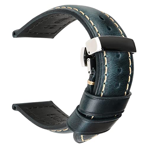ZCCZJS Handgefertigte echte Leder -Uhrenbandbänder 18mm 20 mm 22 mm 24mm Universal Butterfly Schnalle Watch Armband Brauner Männer Smart Watch Band ZCCZJS Handgefertigte echte Leder -Uhrenbandbänder 18mm 20 mm 22 mm 24mm Universal Butterfly Schnalle Watch Armband Brauner Männer Smart Watch Band von ZCCZJS