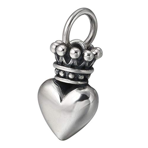 ZCCZJS Herren Frauen solide 925 Sterling Silber Puffed Heart Crown Anhänger für Armband Halskette von ZCCZJS