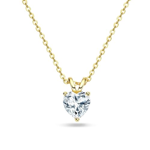 ZCCZJS Herz geschnittene Moissanit -Halskette für Frauen 100% S925 Sterling Silber Anhänger Schmuck von ZCCZJS