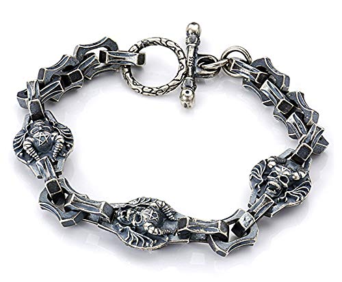 ZCCZJS Hornschädelarmband in Sterlingsilber, Hip-Hop Domineering Retro Punk Bracelets Männer und Frauen Paar Punk High-End Lucky Gift Souvenir Schmuck. von ZCCZJS