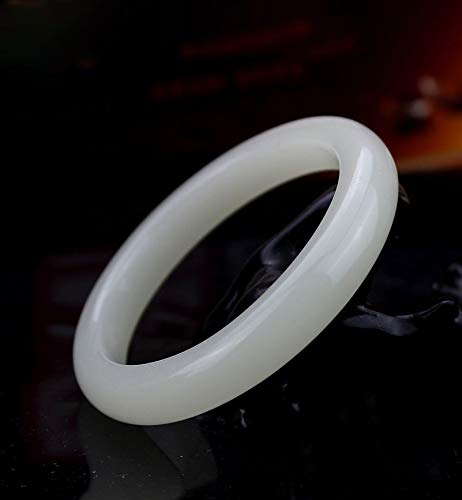 ZCCZJS Jade -Armband, Schmuck viel Glück Energie Einfacher minimalistischer glattes Edelstein Stapelbares weißes Jade -Armreifen für Frau Mädchen Glück Amulett S, 62mm von ZCCZJS
