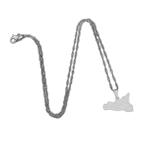 ZCCZJS Kartenschmuck für Männer und Frauen - 316L Italiasicily Map Halskette Hochglanz Land Ethnischer Stil Stapelte Schmuck 316L Schmuck Geschenkelkragen UI ZCCZJS Kartenschmuck für Männer und Frauen - 316L Italiasicily Map Halskette Hochglanz Land Ethnischer Stil Stapelte Schmuck 316L Schmuck Geschenkelkragen UI von ZCCZJS