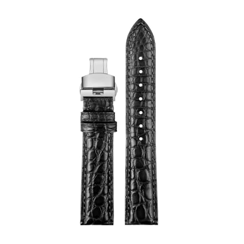 ZCCZJS Kompatibel mit Männern und Frauen Leder Uhrengurt Key Must London Solo Crocodile Watch Band 16 18 mm 19mm Armband (Schwarzgold, 17mm) von ZCCZJS