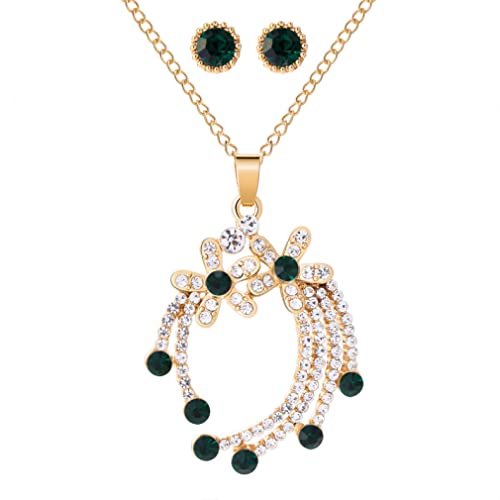 ZCCZJS Kristallanhänger Halsketten Ohrringe Braut Blütenblumen -Strass -Schmucksets für Frauen ZCCZJS Kristallanhänger Halsketten Ohrringe Braut Blütenblumen -Strass -Schmucksets für Frauen von ZCCZJS