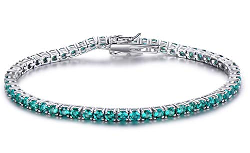 ZCCZJS Ladies S925 Sterling Silber Armband ， Full Diamond Gemstone Armband Fashion Einfaches Silberarmband und Mädchen exquisite Silberschmuck von ZCCZJS