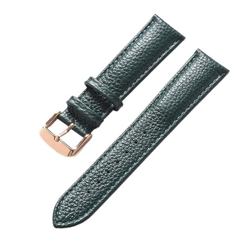 ZCCZJS Leder -Litchi -Muster weiche Lederband Männer Damen Pin Schnalle Elefantengrau Aprikosen lila Uhrengurtzubehör (Elefantgrau Gold, 21 mm) von ZCCZJS