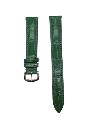 ZCCZJS Leder-Uhrengurt kompatibel mit Santos Solo Watchband Frauen 12 bis 20 mm Armband (grüne Silberschnalle, 21 mm) von ZCCZJS