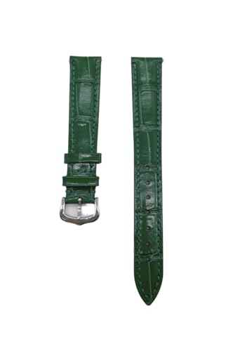 ZCCZJS Leder-Uhrengurt kompatibel mit Santos Solo Watchband Frauen 12 bis 20 mm Armband (grüne Silberschnalle, 21 mm) von ZCCZJS