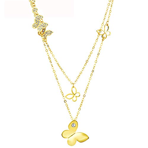 ZCCZJS Leichte Gelbgold Farbe Multi -Layer Maxi Halskettenketten Schmetterling Anhänger Mode Schmuck Mädchen Girl's Geschenk ZCCZJS Leichte Gelbgold Farbe Multi -Layer Maxi Halskettenketten Schmetterling Anhänger Mode Schmuck Mädchen Girl's Geschenk von ZCCZJS