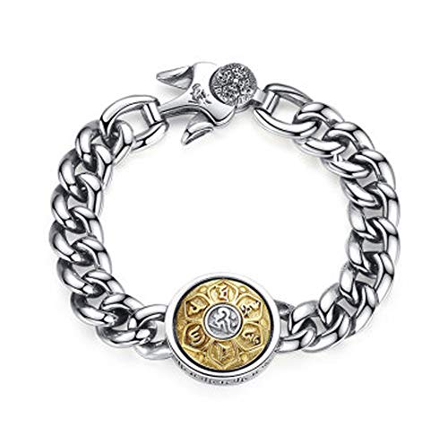 ZCCZJS Männer 925 Sterling Silber Armband Sechs Wörter Mantra Drehkette Persönlichkeit Transfer Retro -Armband Einfacher Trend Schmuck Unisex Geschenk Souvenir. von ZCCZJS