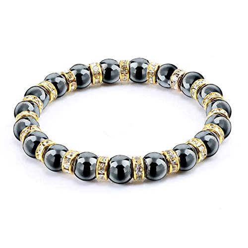 ZCCZJS Männer Frau Klassische Hämatitperlen Armband Perlen Schwarzes Yoga Mantra Gebetsperlen Buddha Armband für Frauen und Männerschmuck 20cm Drill von ZCCZJS