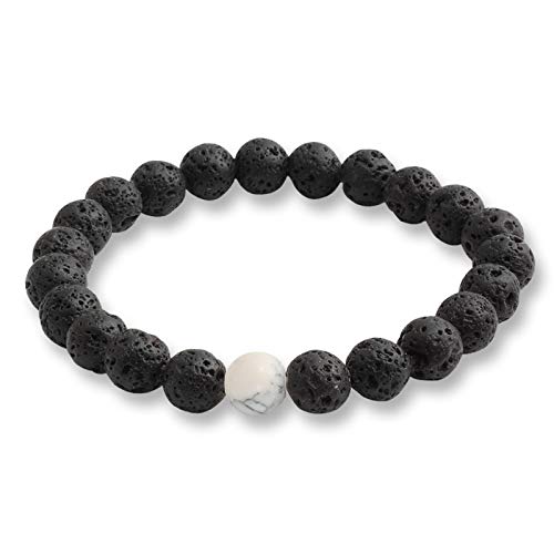 ZCCZJS Männer natürliche Vulkansteinarmbänder matte schwarze Lava onyx Perlen Buddha Rundes Armband & Armreifen Frauen Yoga Gebet von ZCCZJS