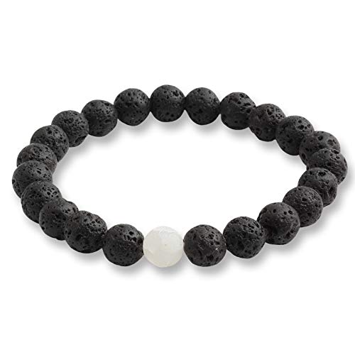 ZCCZJS Männer natürliche Vulkansteinarmbänder matte schwarze Lava onyx Perlen Buddha Rundes Armband & Armreifen Frauen Yoga Gebet von ZCCZJS