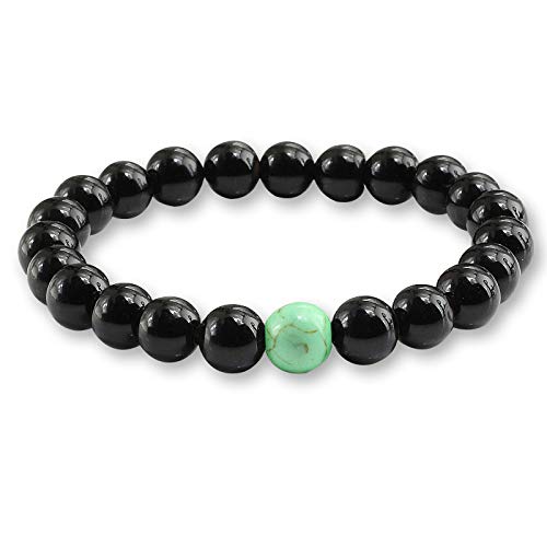 ZCCZJS Männer natürliche Vulkansteinarmbänder matte schwarze Lava onyx Perlen Buddha Rundes Armband & Armreifen Frauen Yoga Gebet von ZCCZJS