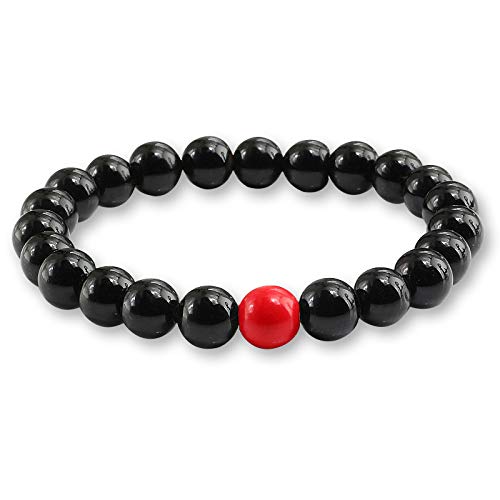 ZCCZJS Männer natürliche Vulkansteinarmbänder matte schwarze Lava onyx Perlen Buddha Rundes Armband & Armreifen Frauen Yoga Gebet von ZCCZJS