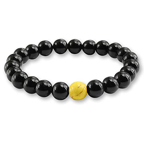 ZCCZJS Männer natürliche Vulkansteinarmbänder matte schwarze Lava onyx Perlen Buddha Rundes Armband & Armreifen Frauen Yoga Gebet von ZCCZJS