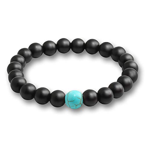 ZCCZJS Männer natürliche Vulkansteinarmbänder matte schwarze Lava onyx Perlen Buddha Rundes Armband & Armreifen Frauen Yoga Gebet von ZCCZJS
