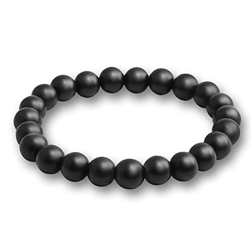 ZCCZJS Männer natürliche Vulkansteinarmbänder matte schwarze Lava onyx Perlen Buddha Rundes Armband & Armreifen Frauen Yoga Gebet von ZCCZJS