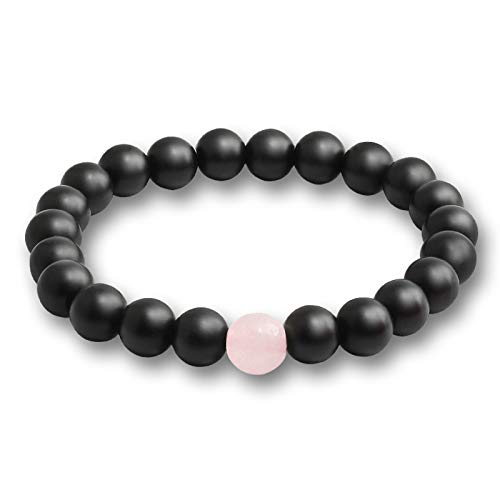 ZCCZJS Männer natürliche Vulkansteinarmbänder matte schwarze Lava onyx Perlen Buddha Rundes Armband & Armreifen Frauen Yoga Gebet von ZCCZJS