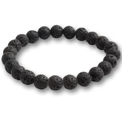 ZCCZJS Männer natürliche Vulkansteinarmbänder matte schwarze Lava onyx Perlen Buddha Rundes Armband & Armreifen Frauen Yoga Gebet von ZCCZJS