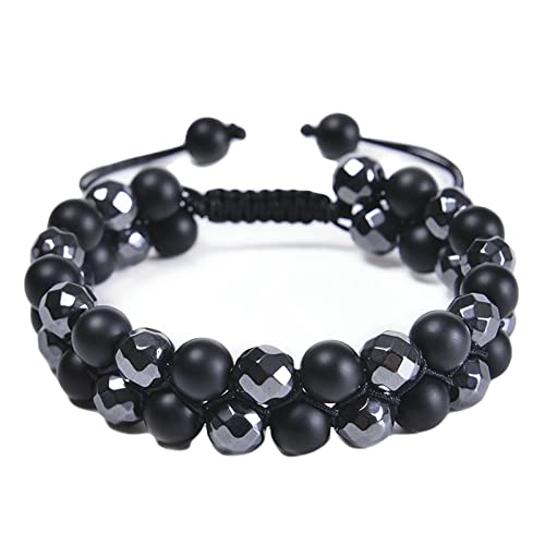 ZCCZJS Natürliche Perlenarmbänder, 8 mm Doppelschicht Stein geflochtenes Armband einstellbare Armbänder für Frauen 30 cm von ZCCZJS
