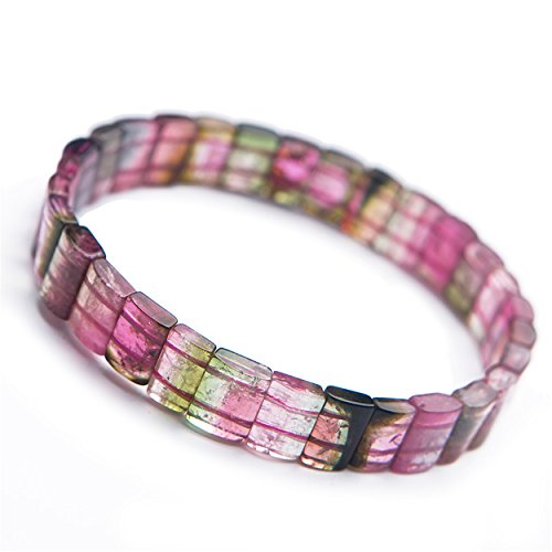 ZCCZJS Natürliche Wassermelon Turmalin Quarz Kristall Rechteck Rechteck Perlen Armbänder Frauen Frauen von ZCCZJS