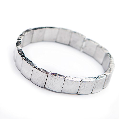 ZCCZJS Natural Gibeon Iron Meteorit Rechteck Perlen Frauen Herren Armband Armreifen 12 × 4 mm von ZCCZJS
