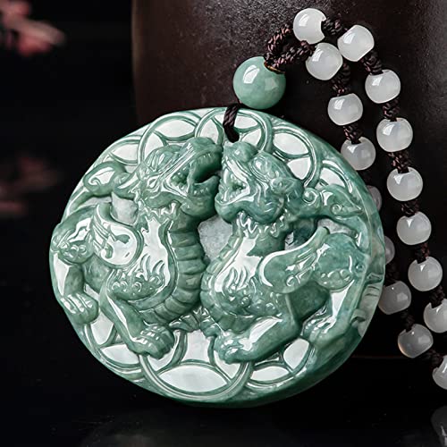 ZCCZJS Natural Handschnur Jade Vermögen Halskette Anhänger Modeschmuck Männer Frauen Glück Geschenke Amulett (Edelsteinfarbe: Sea Green) von ZCCZJS